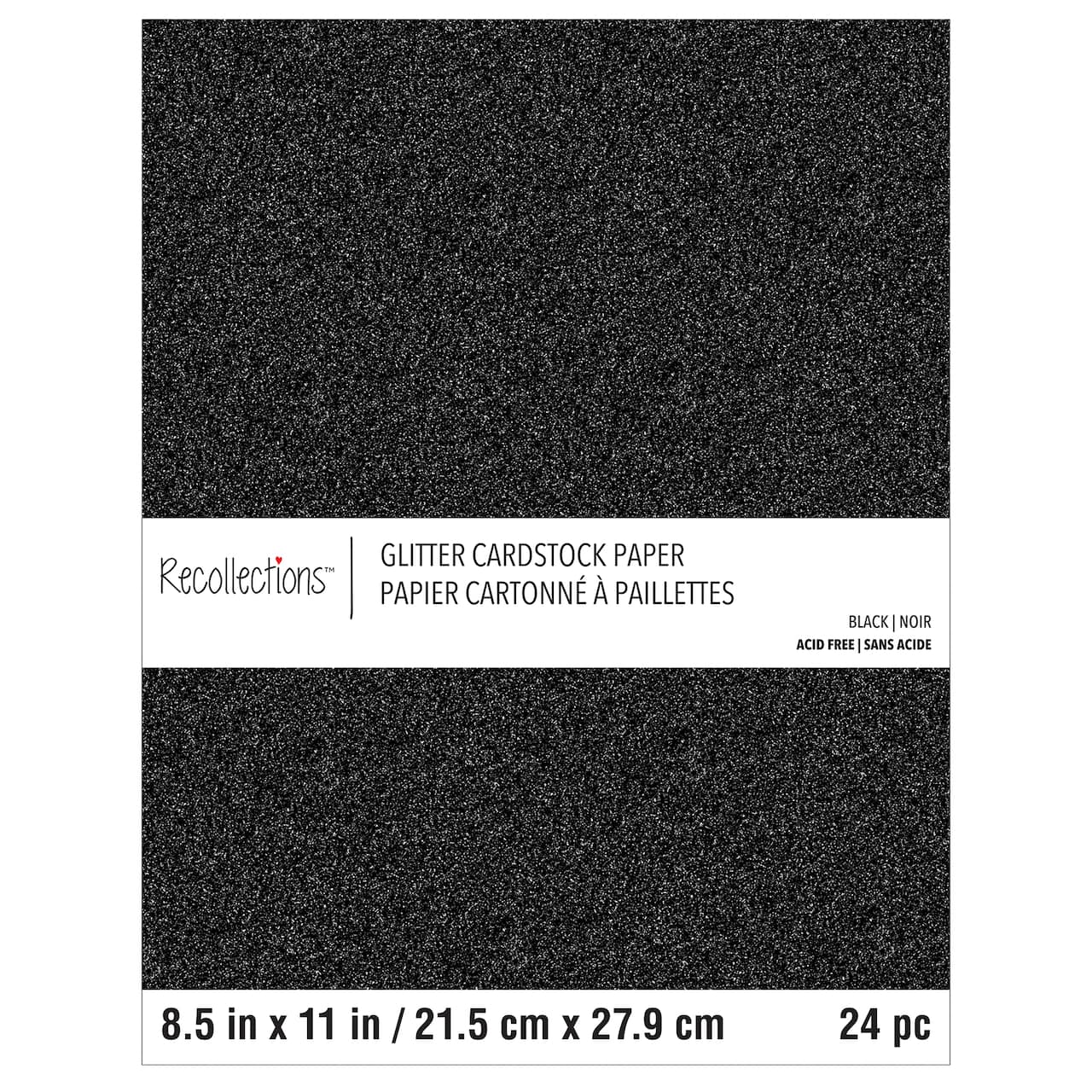 Black Glitter 8.5 x 11 Cardstock Paper by Recollections™, 24 Sheets